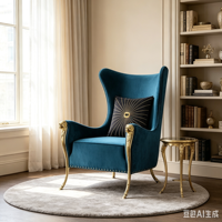 Neuer Designer-Sessel im Amerikanischen Stil aus Beflocktem Stoff mit Metallgestell für Kleine Wohnzimmer, Studios, Apartments und Hotels