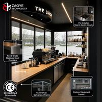 Café en conteneur de 20 pieds, magasin temporaire et préfabriqué en conteneur, espace commercial modulaire, stand extérieur portable
