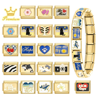 Ensemble de bijoux italien en acier inoxydable plaqué or 18 carats, accessoires DIY pour bracelet, bague, collier et chaîne de cheville