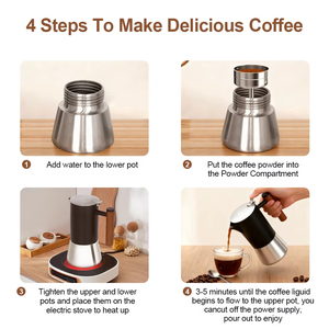 Xách Tay 100/200/300/500Ml Không Gỉ Bếp Top Espresso Maker <span class=keywords><strong>Mini</strong></span> Van Đôi Moka Nồi Cà Phê Maker Cho Văn Phòng Du Lịch Ngoài Trời - Product Image 4