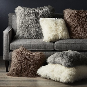 16'' X 16'' Natural Mongolian Lamb Fur <strong>Throw</strong> <strong>Pillow</strong> Cover Real Fur Decorative Cushion Cover <strong>Pillow</strong> Case for Living Room Bed - Product Image 2