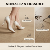 Plancher en bois massif chêne blanc à chevrons antidérapant avec revêtement résistant à l'usure, parquet pour usage intérieur/extérieur, cuisine