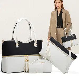 도매 패션 디자이너 4 피스 세트 숄더 백 클러치 지갑 여성 가방 브랜드 숙녀 가방 핸드백 세트 여성용