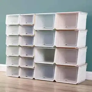 2024 bán nóng bán buôn tùy chỉnh Stackable container nhựa trong suốt rõ ràng tổ chức trường hợp Giày hộp lưu trữ