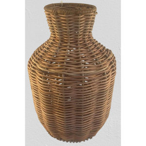 Vase à fleurs pour salon, forme ronde, décoration d'intérieur, art déco, fer et rotin, léger - Product Image 1
