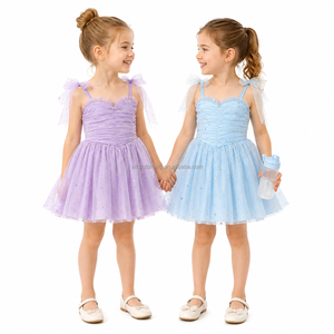 Robe de princesse à bretelles spaghetti, imprimé étoiles, nœud en tulle, vêtement respirant et extensible, logo personnalisé, faible MOQ, direct usine - Product Image 4