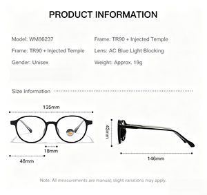 Montatura Ottica Rotonda Retrò con Lenti Fotocromatiche Anti Luce Blu per Boutique - Product Image 4
