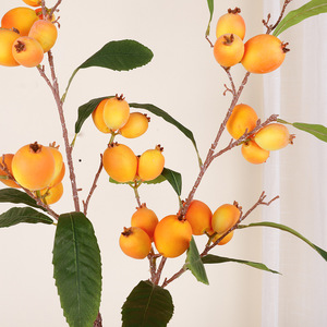 Branche artificielle de fruit de loquat en mousse, haute simulation, 30cm-100cm, pour la décoration du Nouvel An chinois - Product Image 2