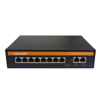 Conmutador PoE Pasivo No Estándar TiNCAM de 8 Puertos 10/100M + 2 Puertos Uplink 100M, Conmutador Ethernet para Cámara IP con Función VLAN, en Stock