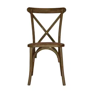 Hot Sale Stackable Wooden Cross Back Chair Garden Wedding Back Chair For Event Dining