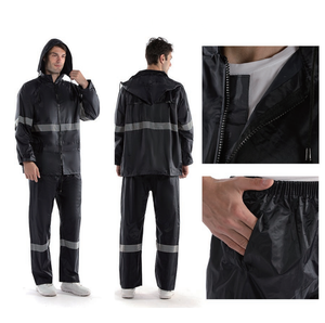 HPR0128 Manteau de pluie en polyester avec revêtement PVC, capuche et fermeture éclair STOCK - Product Image 2