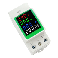 Meteran Daya Digital Satu Fasa AC Din Rail 4in1 Elektronik KWh/Volt/Amp/Watt 0~100A AC160-270V 220V Supply 80x37x66mm