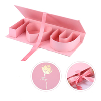 Boîte cadeau en papier personnalisée noire de luxe « Je t'aime » pour la Saint-Valentin, emballage rigide en carton, boîte à fleurs « Je t'aime maman » avec ruban