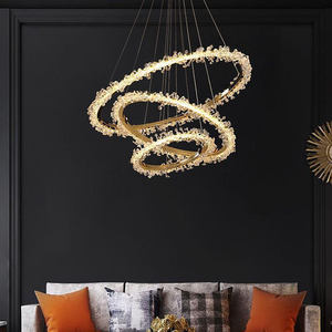 Lampadario <span class=keywords><strong>a</strong></span> LED in Cristallo con Anello Dorato, Lampada <span class=keywords><strong>a</strong></span> <span class=keywords><strong>Sospensione</strong></span> <span class=keywords><strong>per</strong></span> <span class=keywords><strong>Camera</strong></span> <span class=keywords><strong>da</strong></span> <span class=keywords><strong>Letto</strong></span> e Sala <span class=keywords><strong>da</strong></span> Pranzo, Lussuoso Lampadario Moderno - Product Image 4