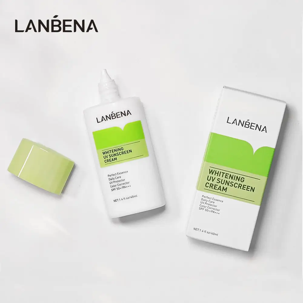 Lanbena Whitening Sunblock Spf 50 Pa + + + Hoge Poeder Anti Aging Huidverzorging Groene Zonnebrandcrème