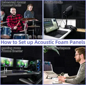 Panel busa akustik, isolasi suara Panel dinding magnetik, busa kedap suara untuk studio