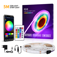 Kits de Bandes LED COB Intelligentes avec Télécommande via Application Tuya, 5m, RGB, RGBIC, Adressables, Contrôle Numérique de la Couleur CCT