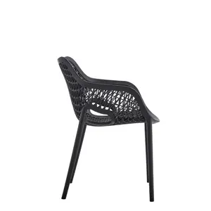 Cadeira de braço contemporânea de plástico, à prova d'água, acessível, moderna, cadeira de lazer, cadeira de ar livre branca
