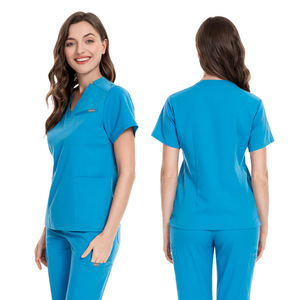 Uniforme de travail de haute qualité pour infirmières de clinique dentaire européenne et américaine, ensembles de blouses, manches courtes, pantalons, polyester, unisexe - Product Image 3