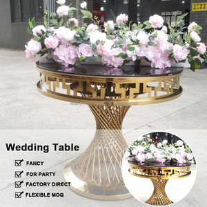 LEDA 2025 New Trend Event Wedding Banquet Round Tiered Metallic-Framed Glamorous Decor Ornate Table for party - Product Image 2