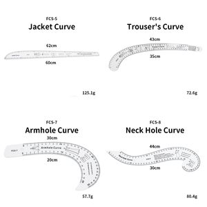 Sewing Ruler Tailor Set French Curve Sewing Ruler for Sewing <b>Beginners</b> Pattern Making on Fabric for Designers and Tailors - Product Image 2