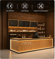 Comptoir de réception moderne et écologique en MDF durable pour café, avec éclairage LED, taille personnalisable, idéal pour hôtels et centres commerciaux