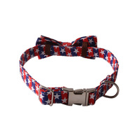 Nouveaux produits pour animaux de compagnie Aming, série drapeau américain, collier pour chien en métal argenté pour la fête de l'indépendance, avec motif étoiles et rayures pour l'été
