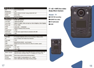 Caméra corporelle GPS T1 4G LTE/WiFi avec diffusion vidéo en temps réel, prise en charge de l'encryption AES256 et de <span class=keywords><strong>la</strong></span> compression H.265 - Product Image 6