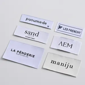 Custom Private Logo Fabric Satin Damask Woven Labels Clothes Neck Tag Labels Garment Sewing Labels For Woven