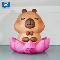 Capybara gonflable personnalisé avec base en lotus, modèle de mascotte de dessin animé pour la décoration d'attractions touristiques en plein air et de parcs