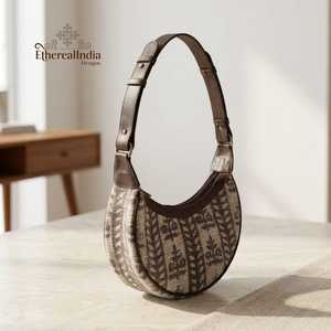 Sac à bandoulière Bohème en forme de croissant, Sac Hobo imprimé au bloc, Sac bandoulière fait main, Sac à main ethnique, Sac de tous les jours, Vente en gros, Export Inde - Product Image 4