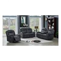 Juego de Sofás de Cuero Reclinables Eléctricos de Lujo Premium de Frank Furniture |   Sillón Reclinable Gris para Cine en Casa