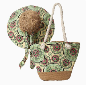 Conjunto de Verano Boho PEIQUAN, Sombrero de Paja de Ala Ancha, Bolso de Hombro con Gran Capacidad - Product Image 1