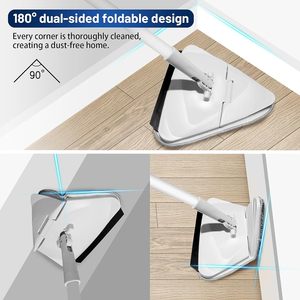 Tường lau sạch dài xử lý 80 inches180 ° gấp Trần máy giặt Scrubber và squeegeetriangle ván chân tường làm sạch công cụ Khăn lau bụi - Product Image 3
