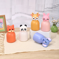 Bouteille d'eau miniature isotherme en acier inoxydable 316 de 10 oz avec couvercle, tête d'animal en silicone 3D personnalisée pour enfant, idéale pour les voyages et l'école