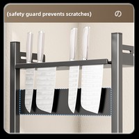 Étagère à épices en métal à 3 niveaux pour comptoir de cuisine, organisateur d'assaisonnements avec porte-couteaux, étagère de rangement moderne et minimaliste, vente en gros
