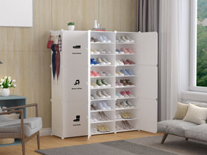 خزانة وحدات لتوفير المساحة، منظم أحذية محمول، خزانة تخزين أحذية بلاستيكية - Product Image 4