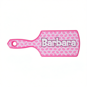 Brosse à cheveux rose Barbara avec motif lèvres personnalisé pour enfants - Product Image 1