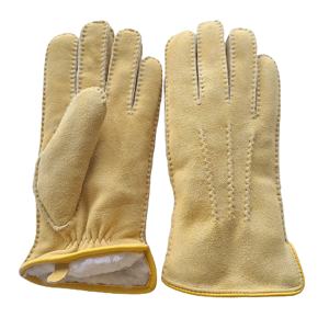 <span class=keywords><strong>Gants</strong></span> en cuir de cerf doublés de fourrure pour femmes et hommes, noir et marron, échantillon de soutien - Product Image 6