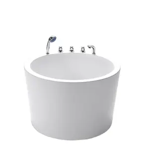 Bain rond japonais bébé spa led baignoire 1000mm petit bain rond compact autoportant