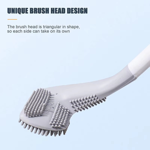 Ensemble de brosses de toilette modernes et hygiéniques en silicone, à long manche, pour un nettoyage en profondeur, accessoires de salle de bain, noir TPR - Product Image 2