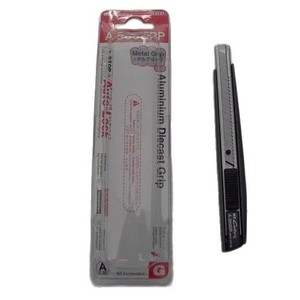 NT Cutter A-300GRP Utility <b>Knife</b> 120mm Blade Auto <b>Lock</b> Metal Grip Black Handle Stainless Steel Blade - Product Image 2
