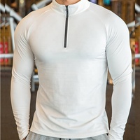 Herstellung Männer lange Ärmel 1/4 Reiß verschluss Sport hemden Gymwear Polyester Fitness Quater Reiß verschluss weiße Hemden für Männer
