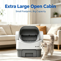 Litière automatique intelligente pour chat avec cabine ouverte compacte, contrôle intelligent, désodorisant par cartouche parfumée et 9 capteurs de sécurité