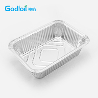 Barquette carrée jetable en aluminium de 10*7 pouces, 2200 ml, avec couvercle en papier d'aluminium, robuste, durable, de qualité alimentaire, récipient à emporter en PET