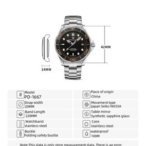 Montres PAGANI DESIGN PD-1667, nouvelle montre automatique de luxe rétro 007 pour hommes, montre-bracelet mécanique pour hommes, acier inoxydable, étanche - Product Image 6