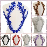Applique de corsage brodée de sequins multicolores argentés et blancs, avec pierres et motifs floraux, pour la décoration du dos des robes de mariée