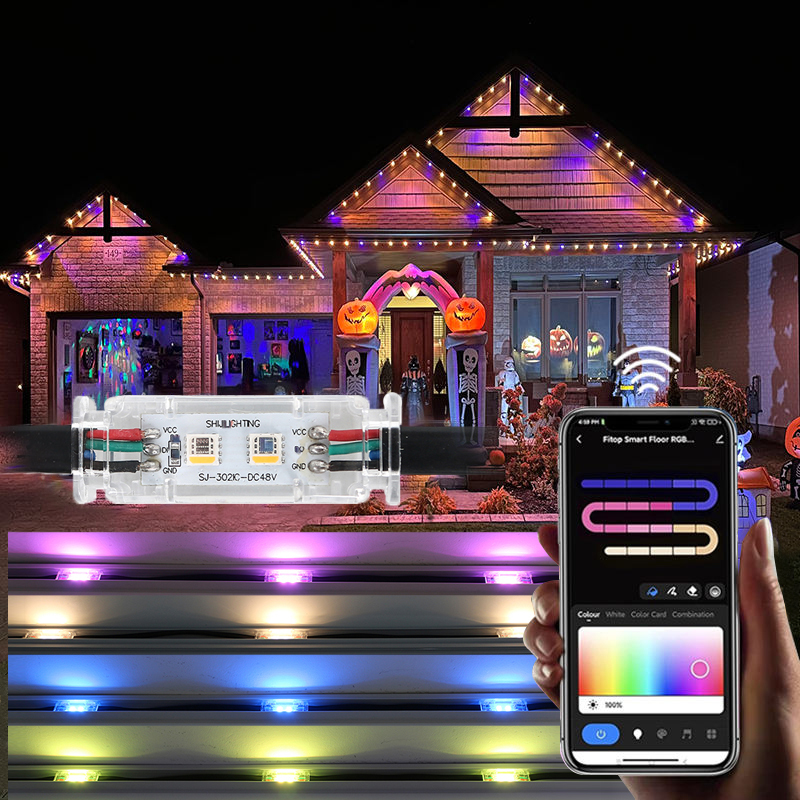 SHIJI Permanent Christmas Ceiling Plastic Track Lights RGBW Candy LED Pixel Outdoor Waterproof Pixel Led Point Light Source