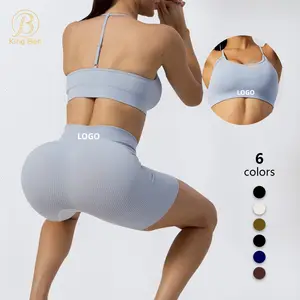 Il più nuovo Set da Yoga senza cuciture Fitness Gym Wear reggiseno sportivo con schiena a Y e pantaloncini con taglio a V sul davanti a vita alta Set da allenamento per le donne