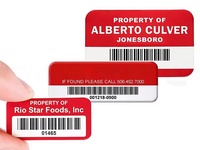Aluminium labels voor vastgoed, op maat bedrukt met barcode, QR-code, metalen borden, machines, apparatuur, naamplaatjes, eieren, maïs, meststof, fruit